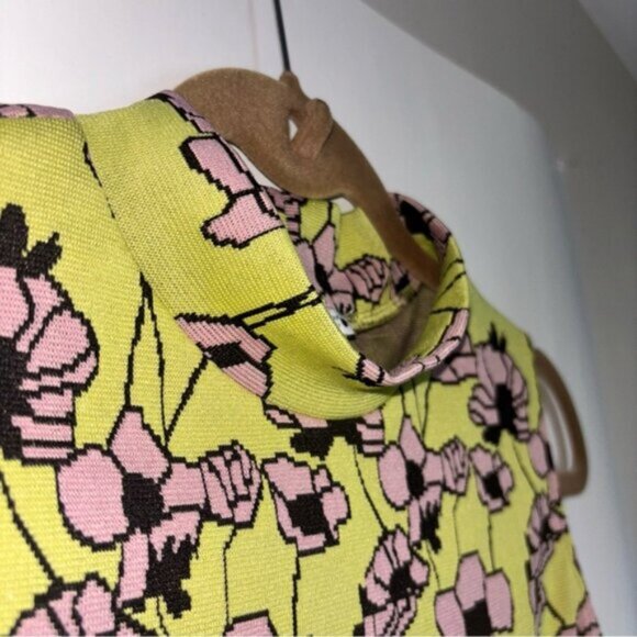 Zara Women’s Large Jacquard Top Tank Fitted High Neck Sleeveless Office Floral - Picture 5 of 9